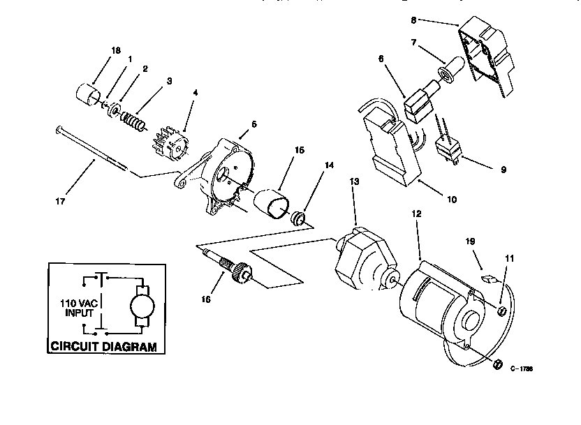 Lawn-Boy 320 (28220-8900001 & UP) starter motor asm 27222/electric diagram