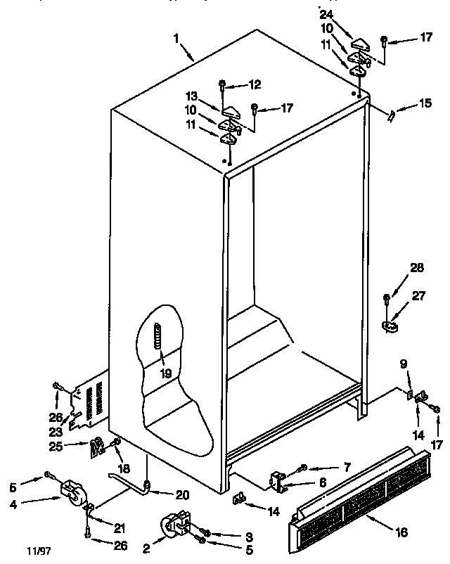 Whirlpool ED22CQXFW00 cabinet diagram