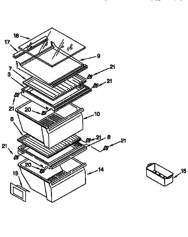 Whirlpool ED22CQXFW00 refrigerator shelf diagram