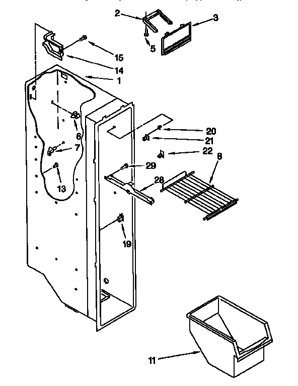 Whirlpool ED22CQXFW00 freezer liner diagram