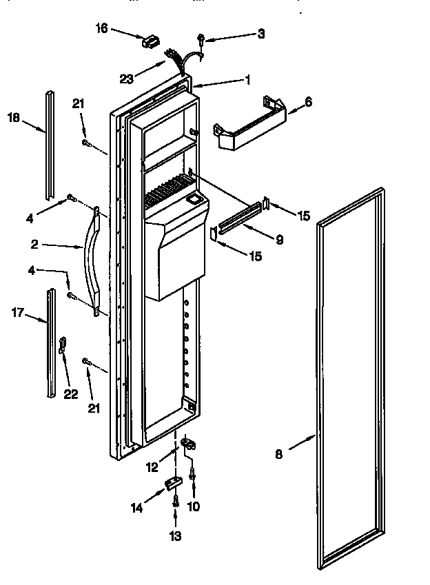 Whirlpool ED22CQXFW00 freezer door diagram