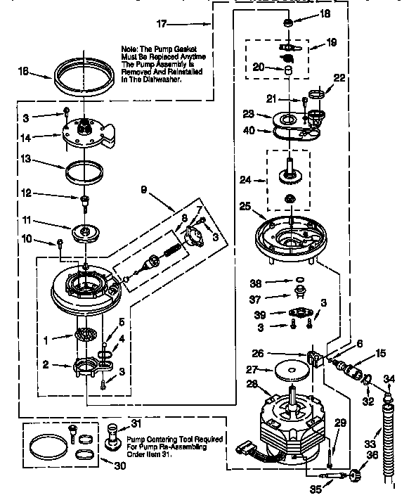Whirlpool DU940QWDZ6 pump and motor diagram