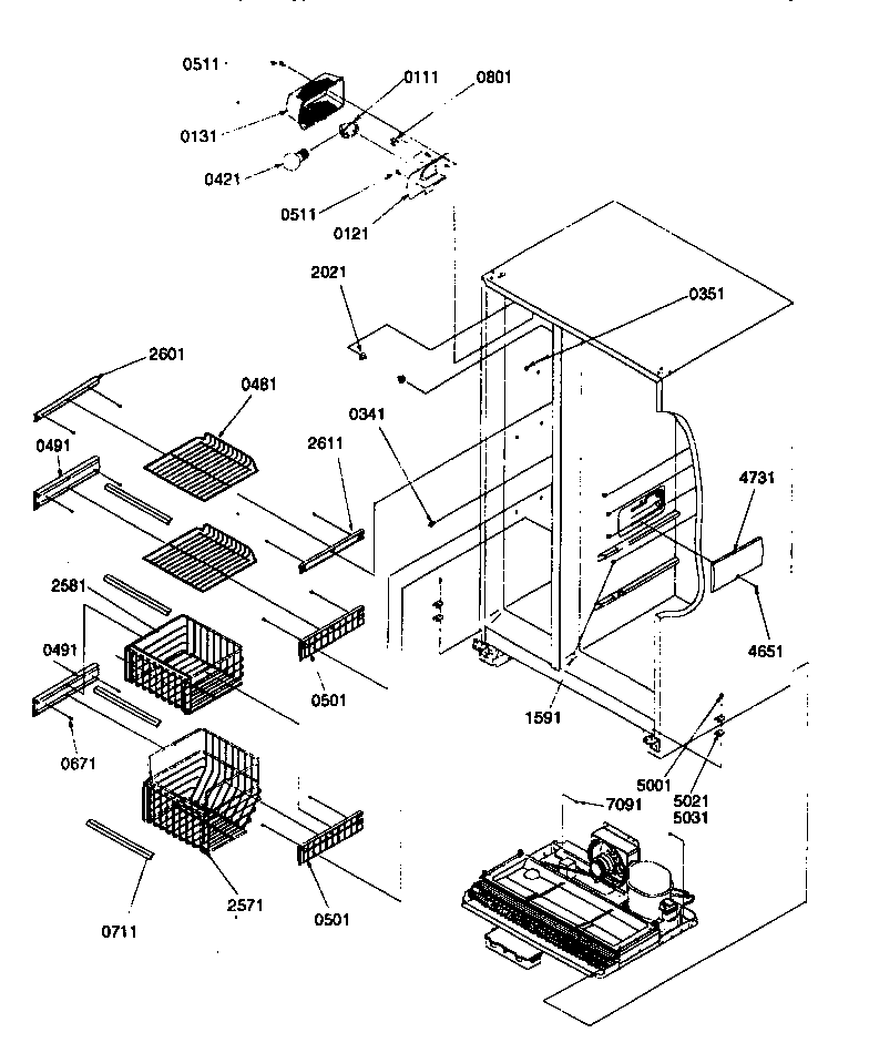Kenmore 59657585791 fzr shelves and lights diagram