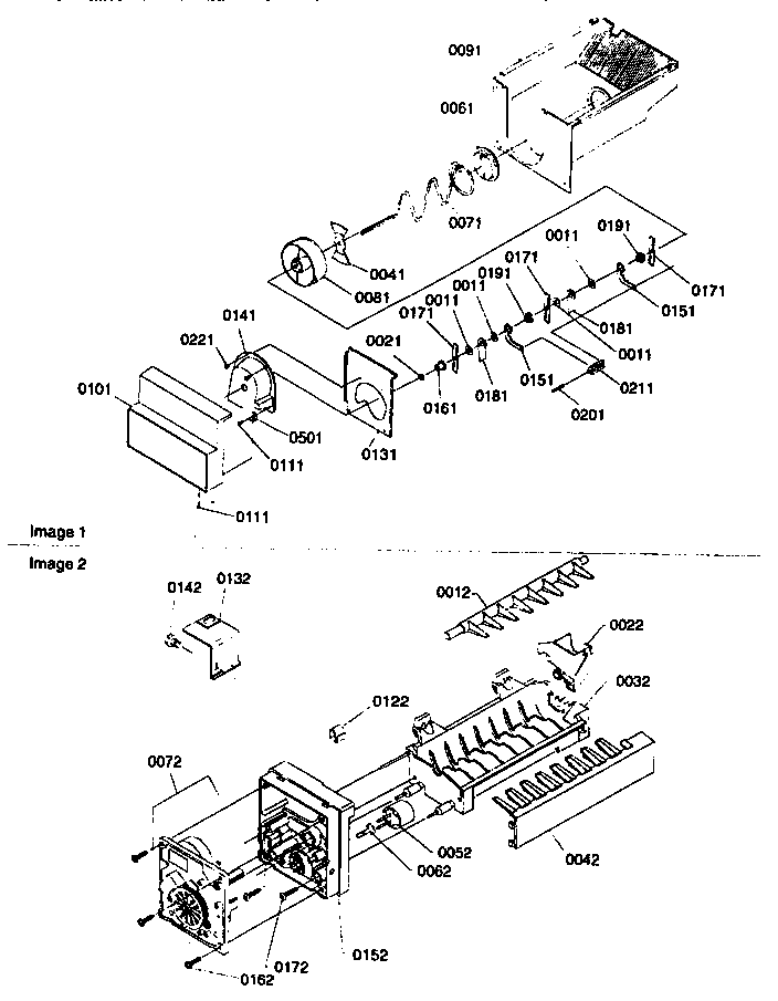 Kenmore 59657585791 ice bucket auger/ice maker diagram