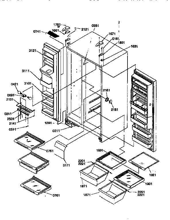 Kenmore 59657587791 refrigerator/freezer shelves diagram