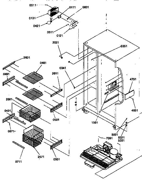 Kenmore 59657587791 freezer shelves diagram
