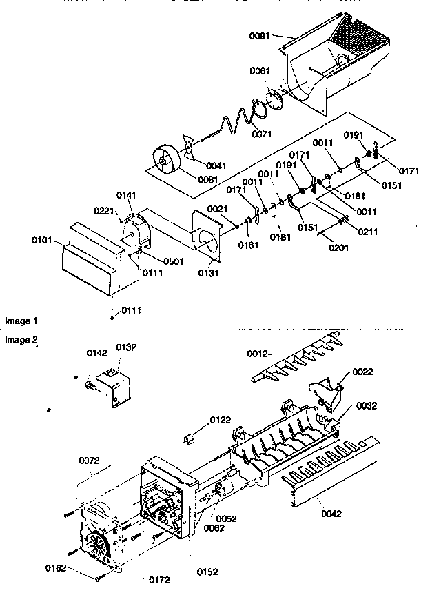 Kenmore 59657089791 ice buck auger/ ice maker pts diagram