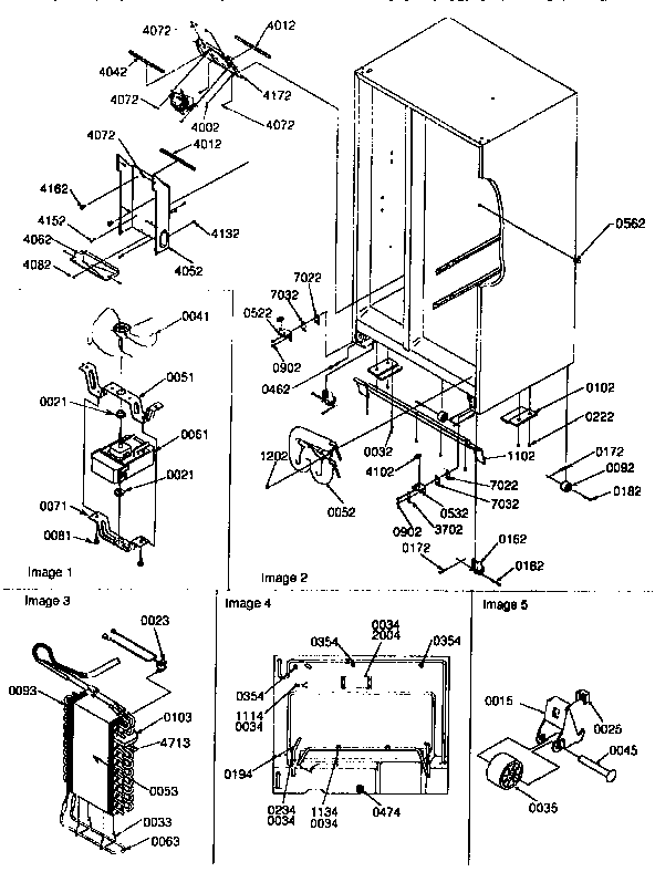 Kenmore 59657547791 drain, rollers, & evap assy diagram