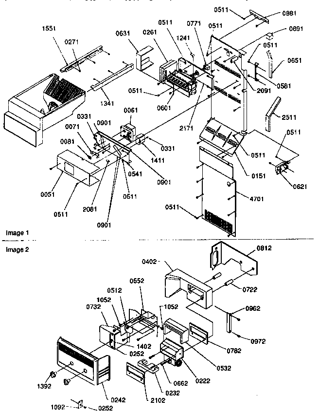 Kenmore 59657547791 ice maker/control assembly diagram