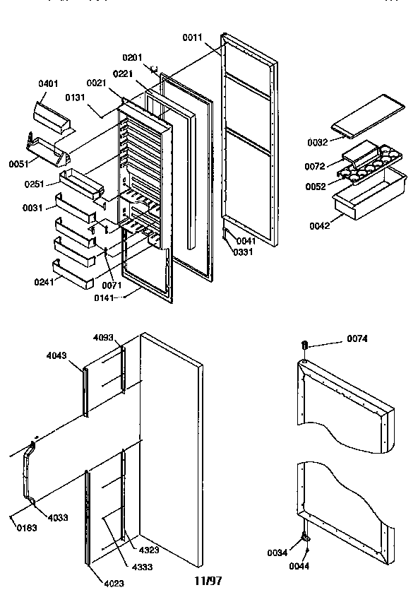 Kenmore 59657542791 ref door and accessories diagram