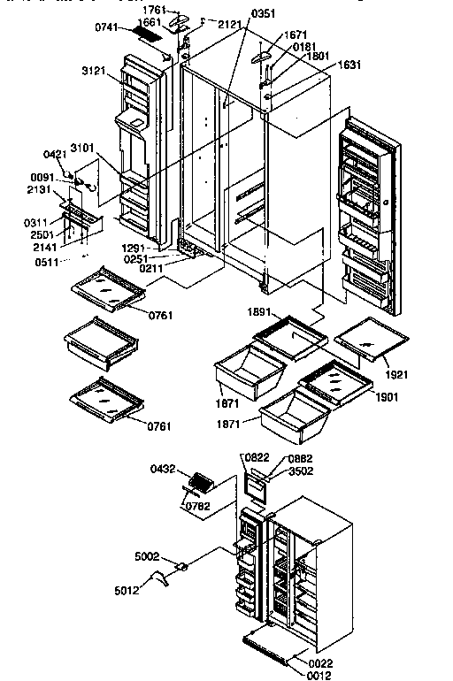 Kenmore 59657542791 refrg/frzr shelves, lights diagram