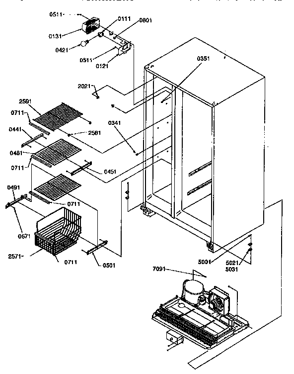Kenmore 59657542791 freezer shelves and light diagram