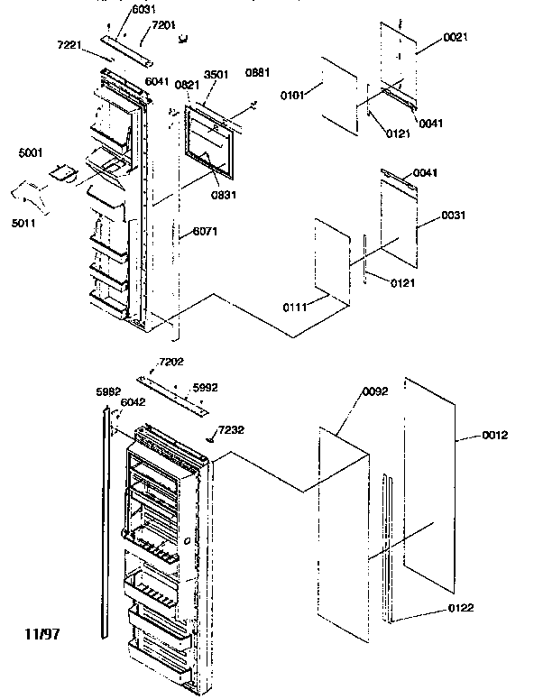 Kenmore 59657087791 ref/freezer door trim panels diagram