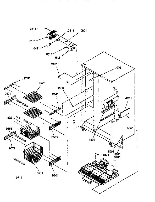 Kenmore 59657087791 freezer shelves/light diagram