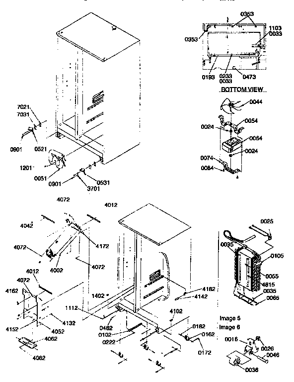 Kenmore 59657087791 drain/rollers/evaporator assembly diagram