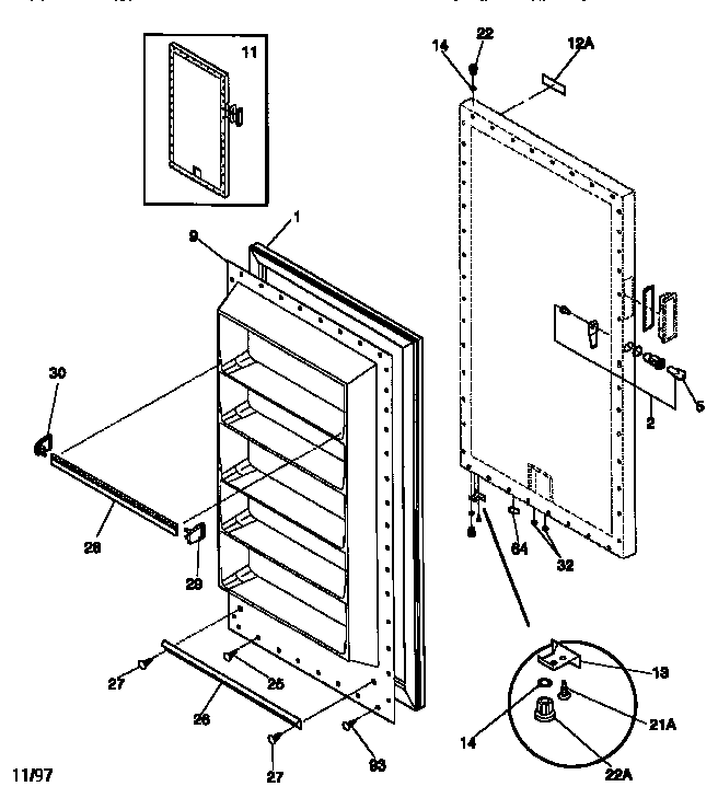 Kenmore 2539266212 door diagram