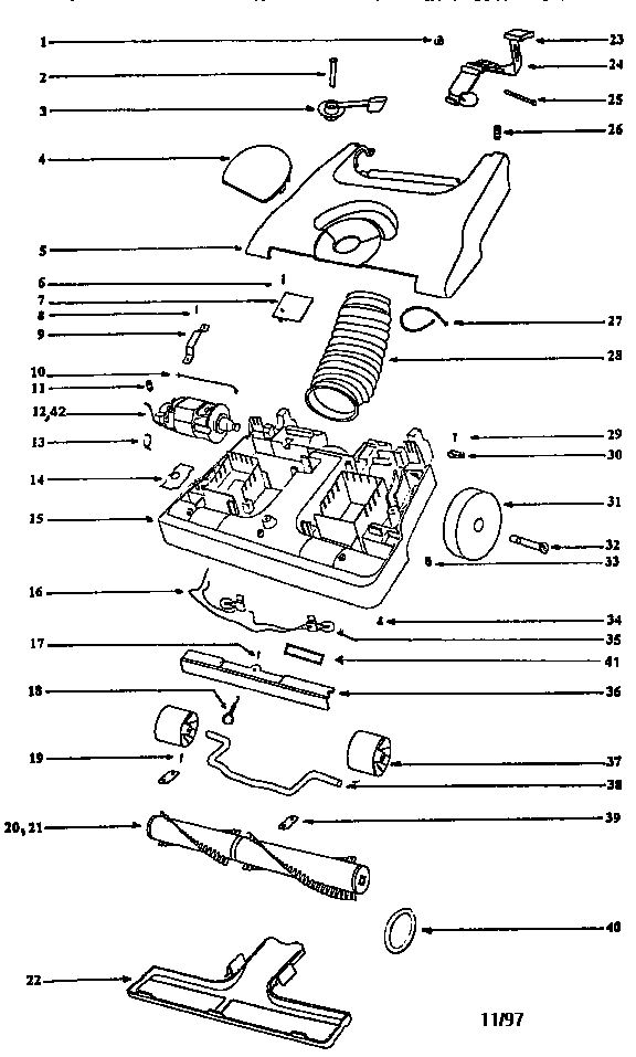 Eureka SC6484DT nozzle and motor assembly diagram