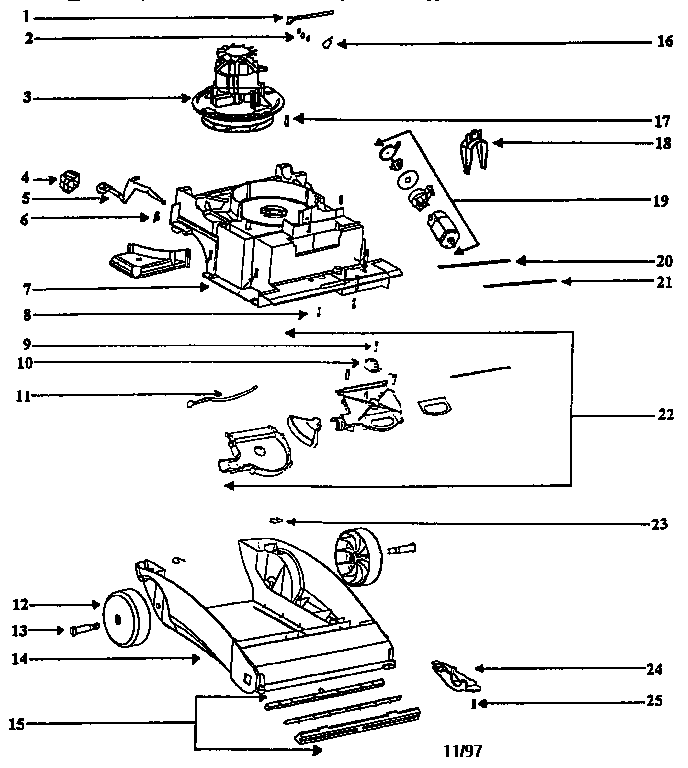 Eureka 2440BT-1 nozzle and motor assembly diagram