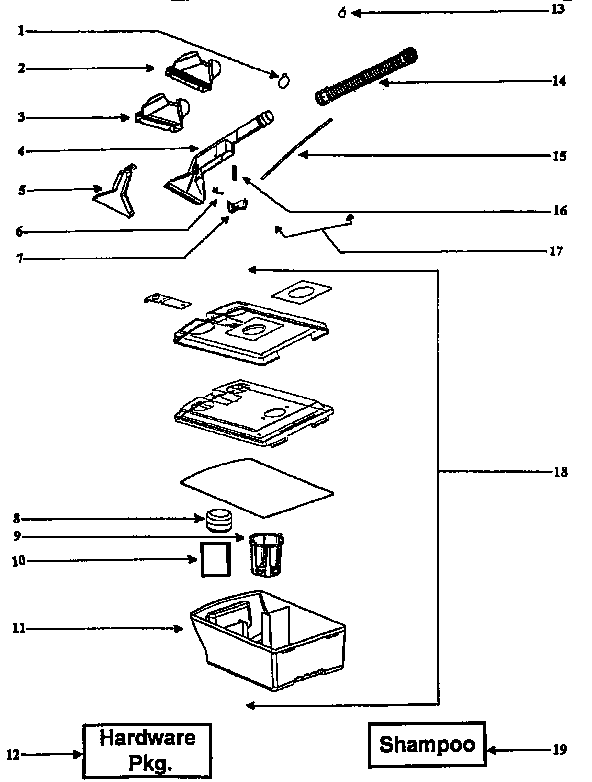 Eureka 2440BT-1 recovery tank assembly diagram