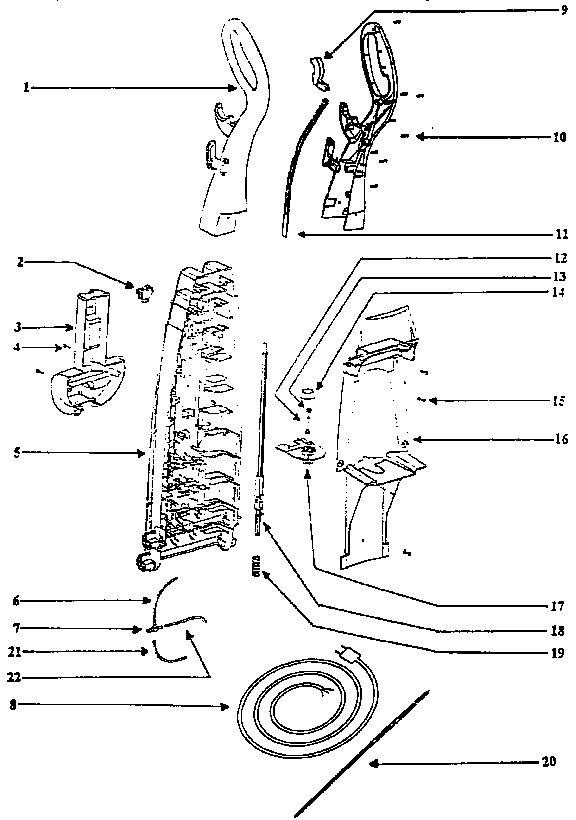 Eureka 2450B handle and bag housing diagram