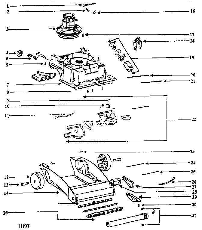Eureka 2450B-2 nozzle and motor assembly diagram