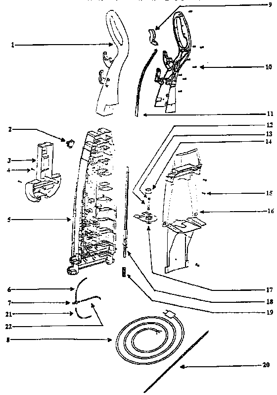 Eureka 2450B-2 handle and bag housing diagram