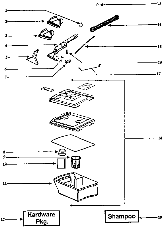 Eureka 2450B-2 recovery tank assembly diagram