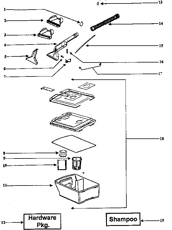 Eureka 2450BT-1 recovery tank assembly diagram