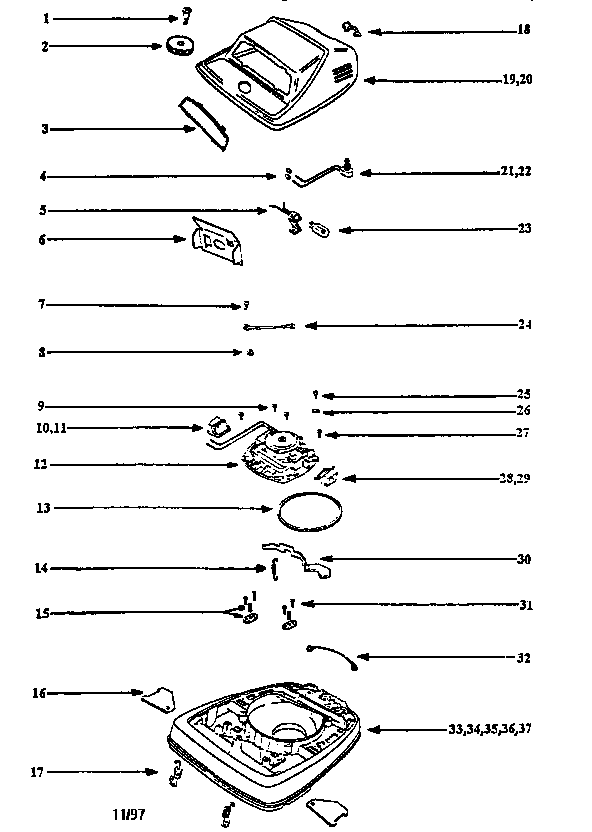 Eureka C2194B nozzle and motor assembly diagram