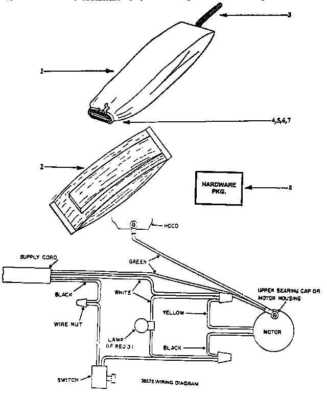 Eureka C2194B handle and bag housing diagram