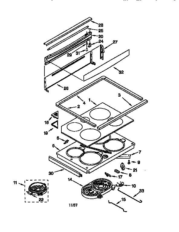 KitchenAid KERC607EAL4 cooktop diagram