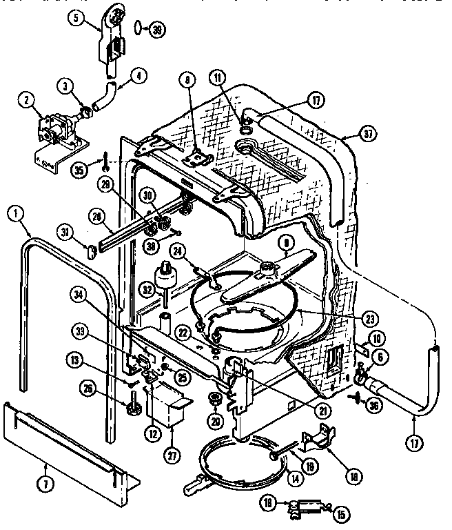 Jenn-Air DW760W-CAN tub diagram