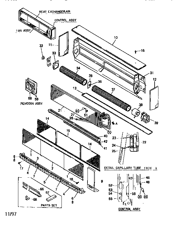 Mitsubishi FDK210A1 functional replacement parts diagram