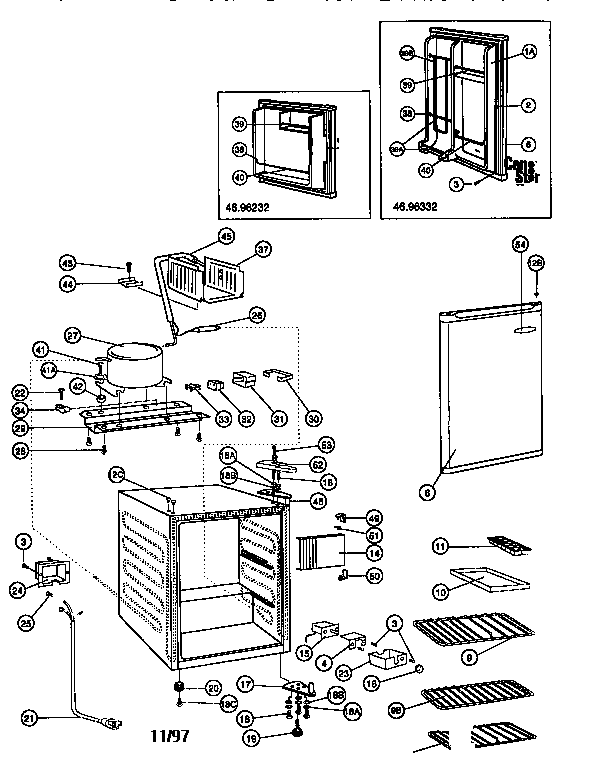 Kenmore 46196332 refrigerator cabinet parts diagram