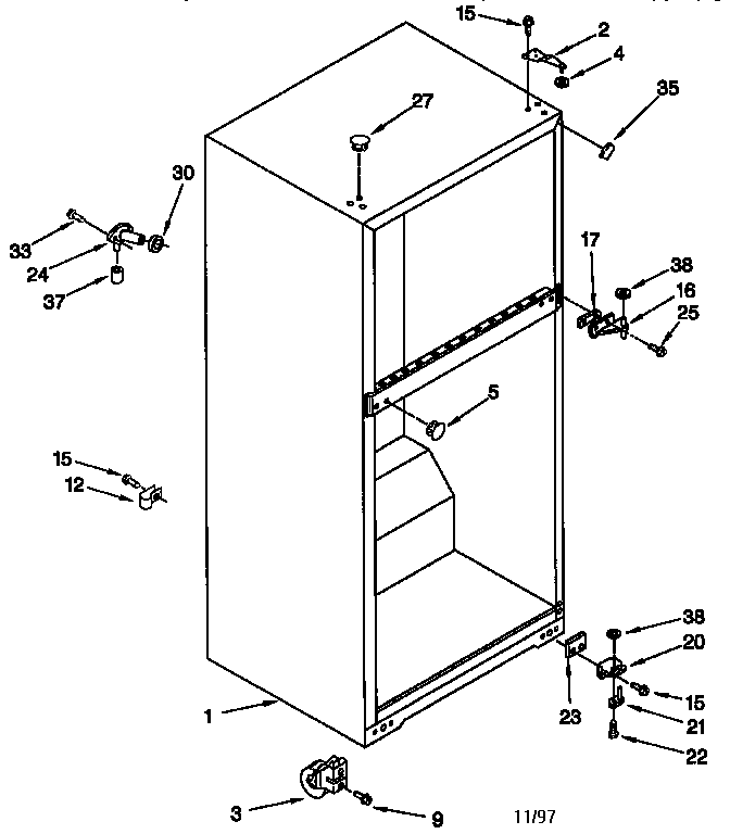 Whirlpool ET14CKXFW02 cabinet diagram