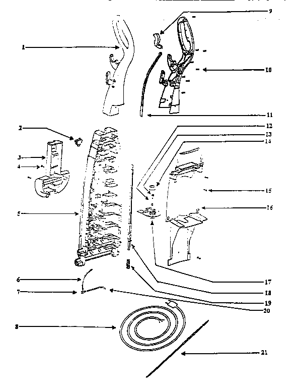 Eureka 2442A-1 handle and bag housing diagram