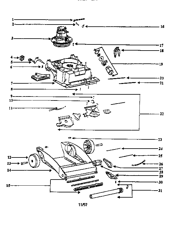 Eureka 2450A-2 nozzle and motor assembly diagram