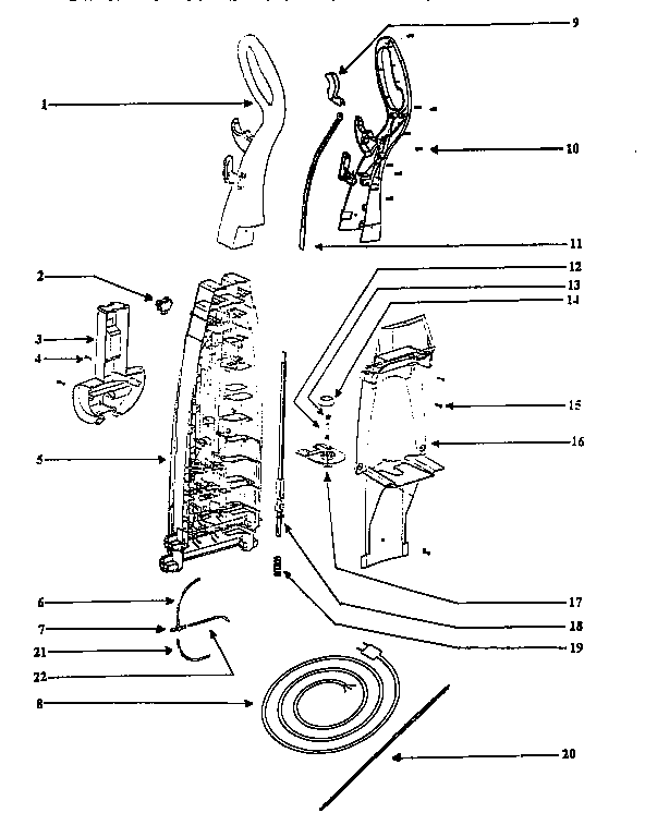Eureka 2450A-2 handle and bag housing diagram
