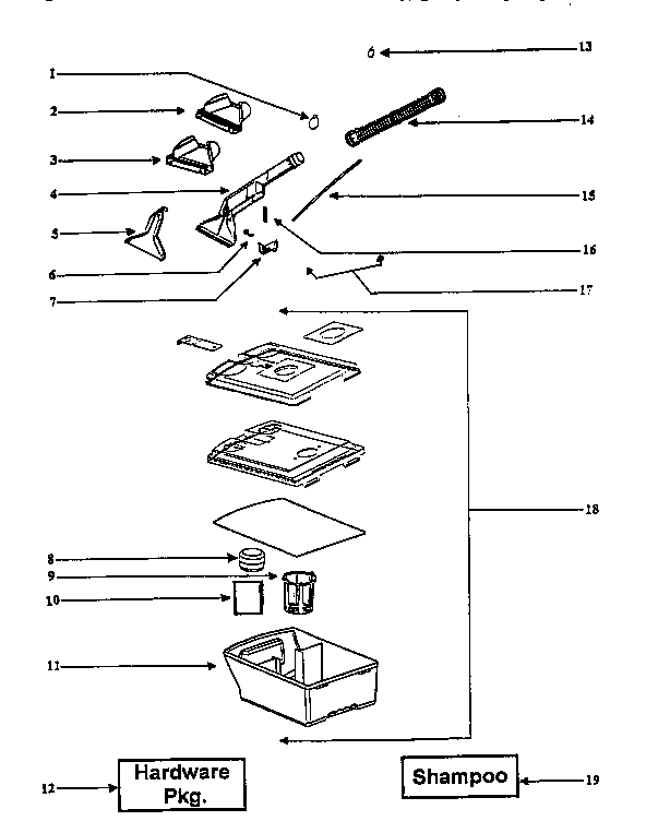 Eureka 2450A-2 recovery tank assembly diagram