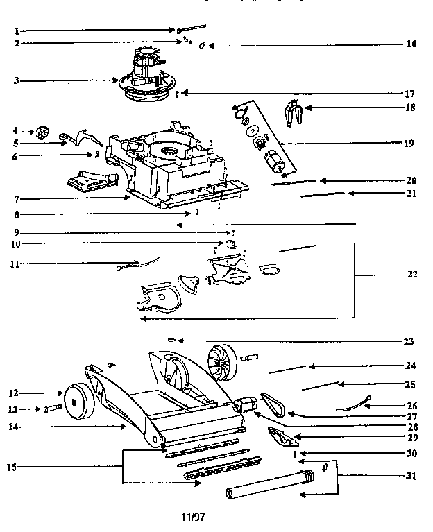 Eureka 2450AT-2 nozzle and motor assembly diagram
