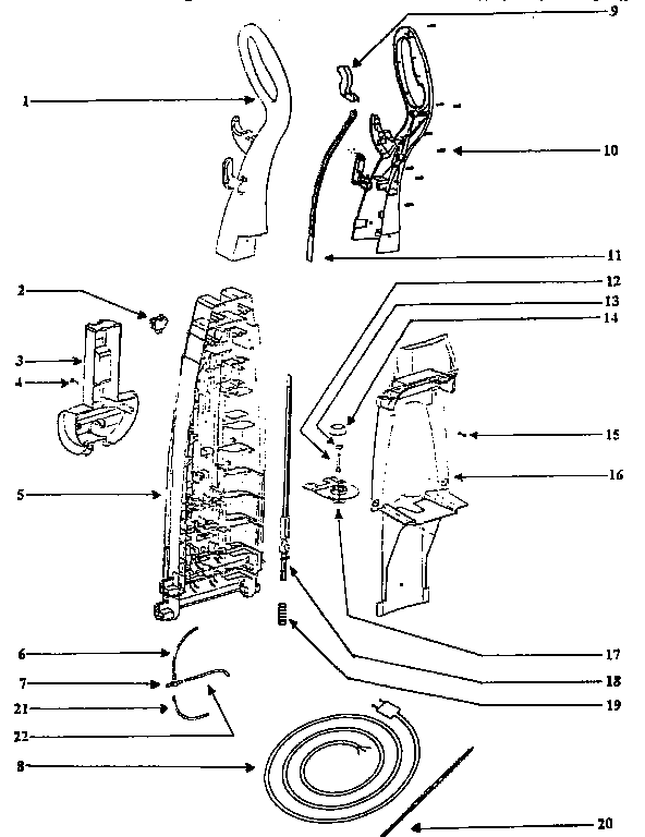 Eureka 2450AT-2 handle and bag housing diagram
