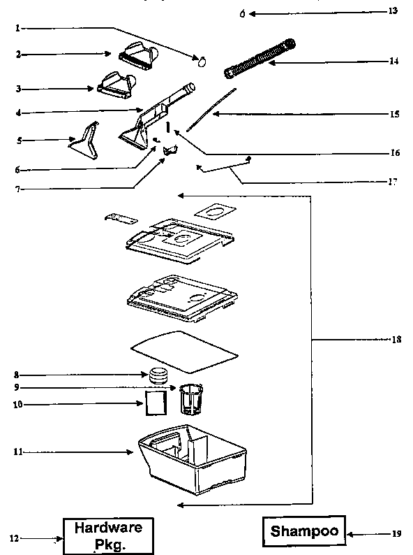 Eureka 2450AT-2 recovery tank assembly diagram