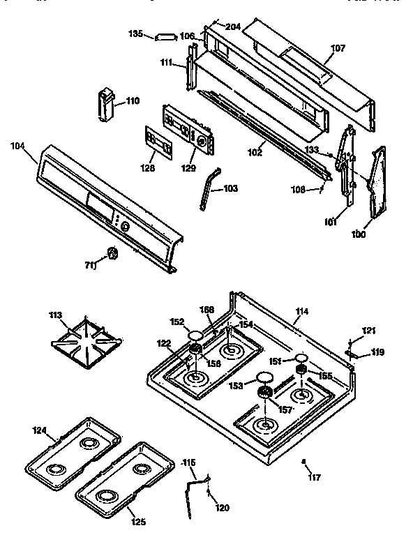 Kenmore 36275675690 control panel and cooktop diagram