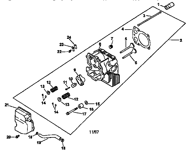 Craftsman 917271041 cylinder head, valve, and breather diagram