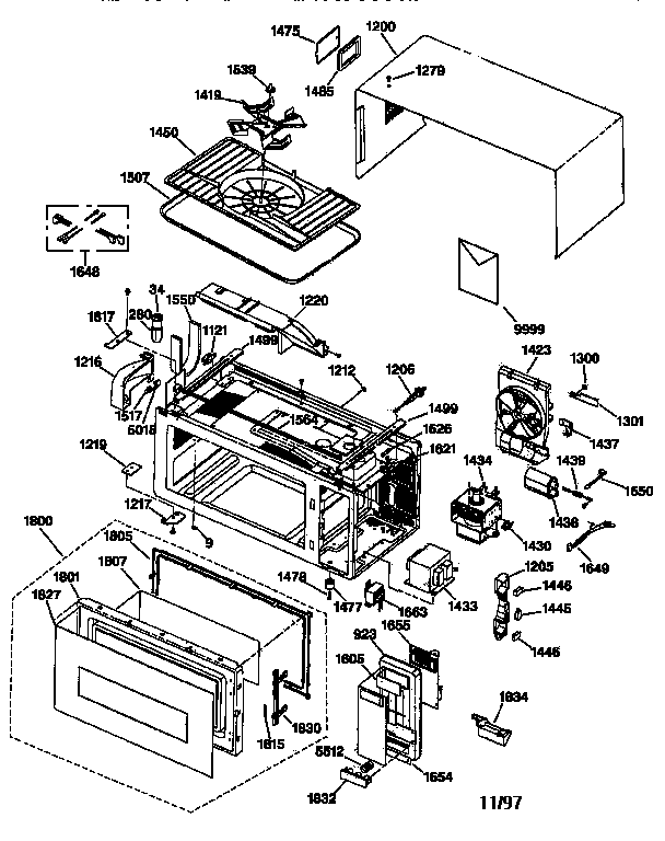 GE JEM25GV02 microwave parts diagram