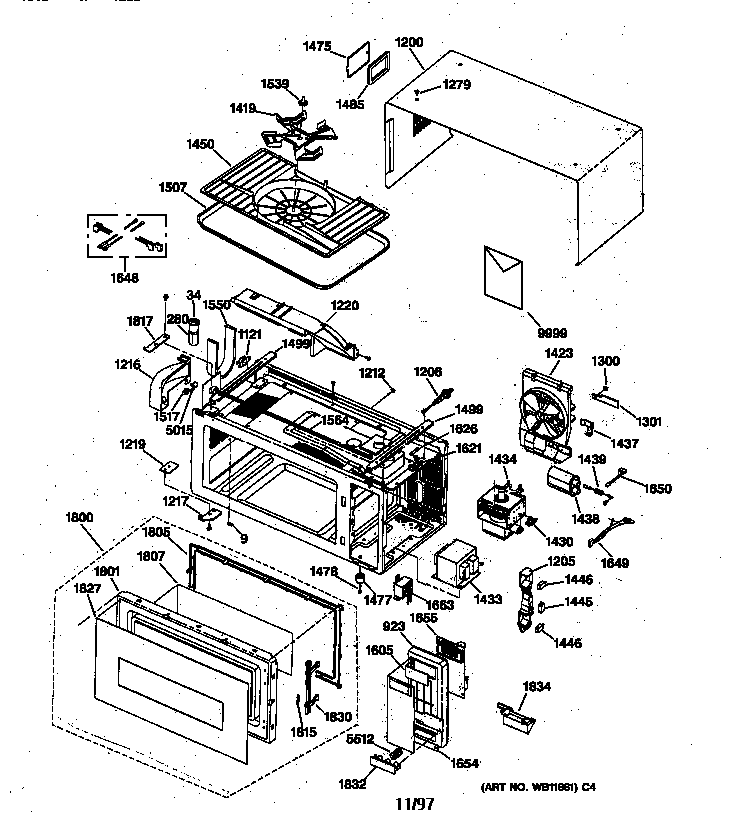 GE JEM25GV03 microwave parts diagram