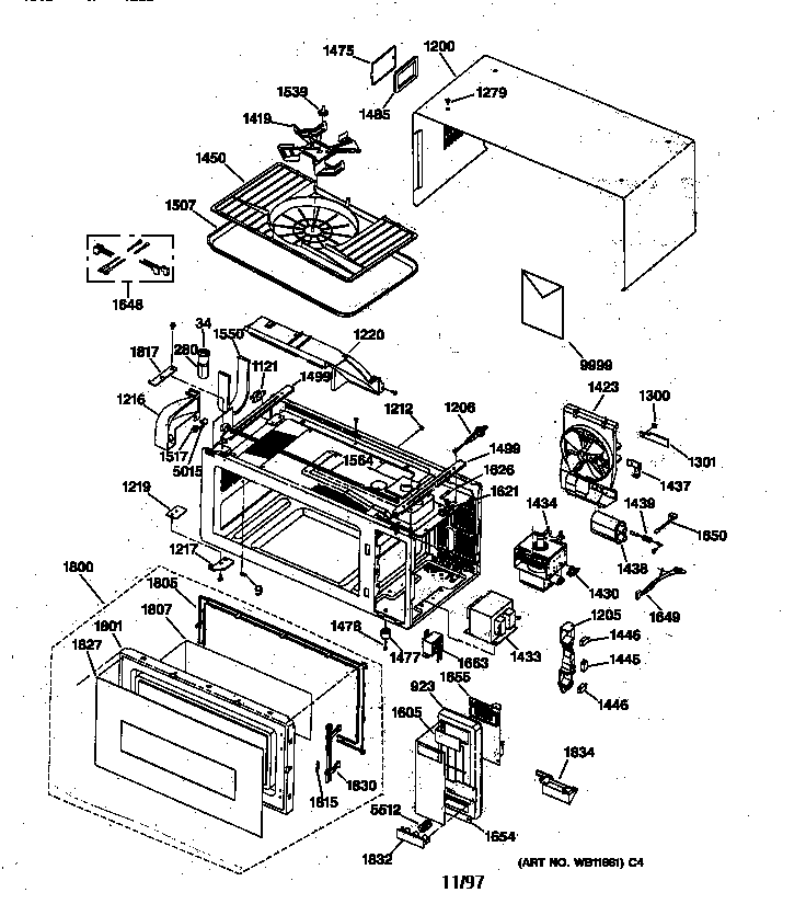 GE JEM25WV03 microwave parts diagram