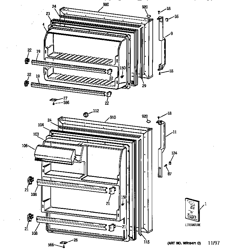 GE TBG14SAZDRWH doors diagram