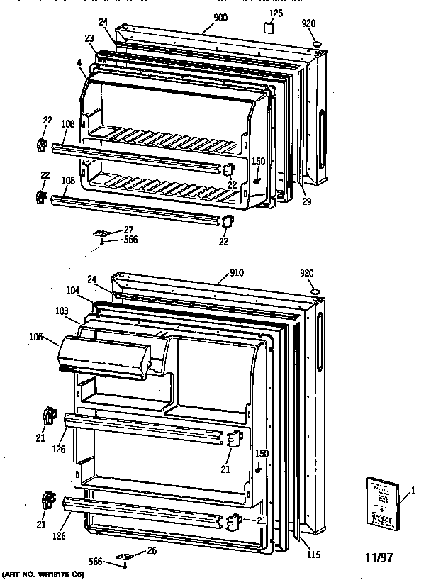 GE CTH14CYXRLWH doors diagram