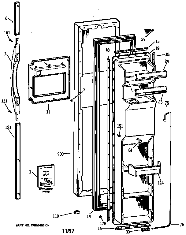 Kenmore 36358772890 freezer door diagram